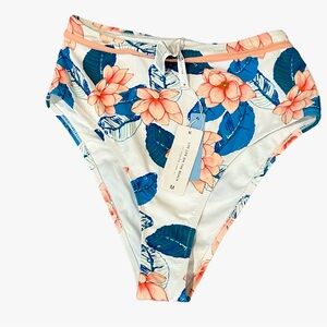 NWT Cupshe Swim Bottoms High Waisted Floral Size Medium